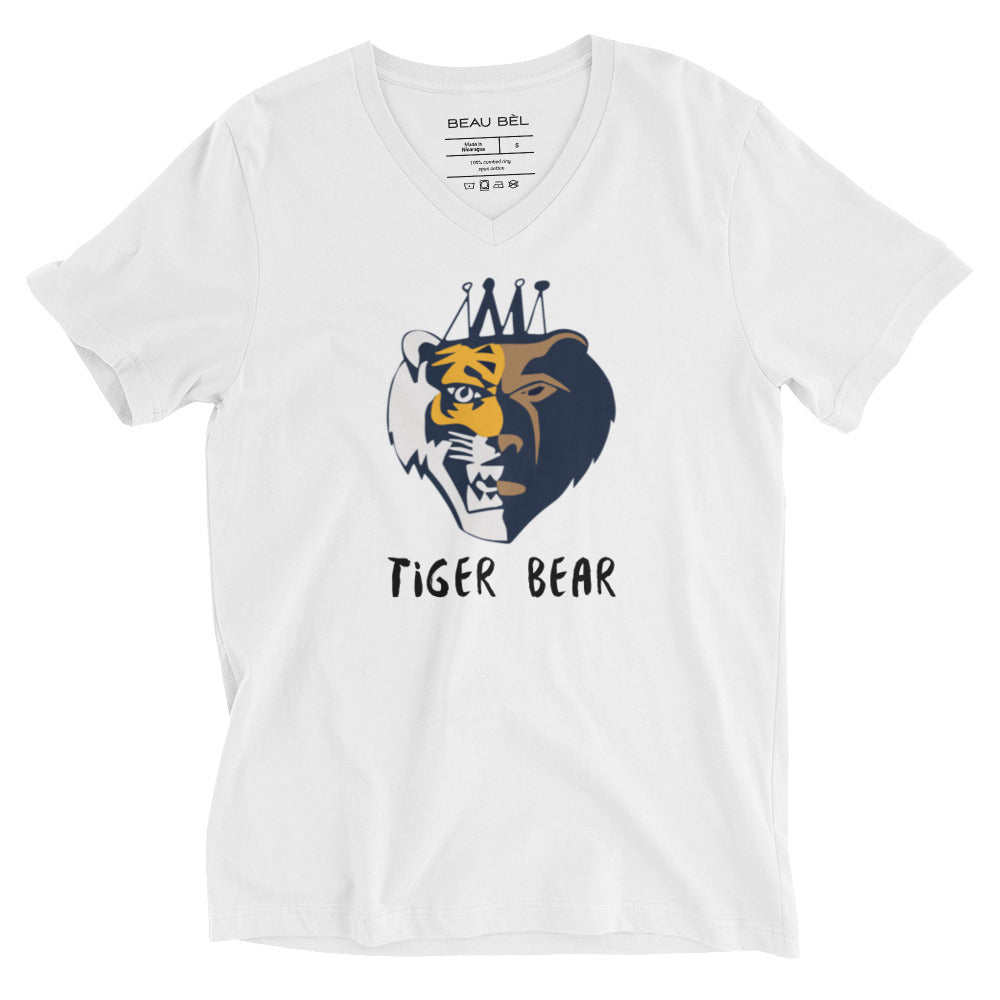 TIGER BEAR Unisex Short Sleeve V-Neck T-Shirt